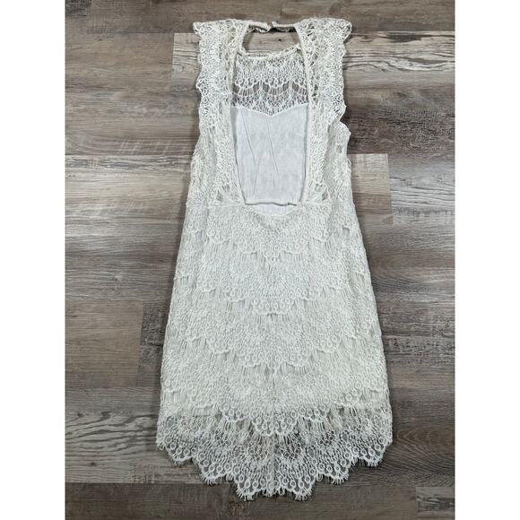 Free People White Lace High-Neck Mini Dress- Medium - Picture 4 of 7